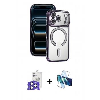 MARSİLYAN™- iPhone 17 Pro Max Kılıf Zirve Doku Prime - Siyah 3D Antistatik Seramik Nano Ekran Koruyucu + Bilvis Titan Kamera Lens - LT
