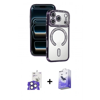 MARSİLYAN™- iPhone 17 Pro Max Kılıf Zirve Doku Prime - Siyah Bilvis 5in1 5D Magic Hayalet Cam Ekran Koruyucu + Bilvis Titan Kamera Lens - NLGY