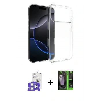MARSİLYAN™- iPhone 17 Pro Max Kılıf Zirve Doku - Şeffaf 360 Full Body Arka Koruyucu + Bilvis Titan Kamera Lens - GS