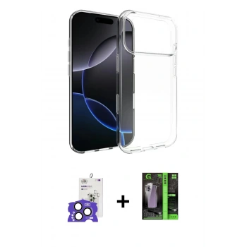 MARSİLYAN™- iPhone 17 Pro Max Kılıf Zirve Doku - Şeffaf 360 Full Body Arka Koruyucu + Bilvis Titan Kamera Lens - NLGY