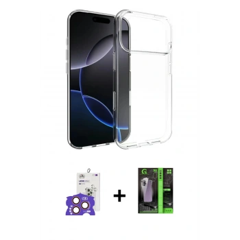 MARSİLYAN™- iPhone 17 Pro Max Kılıf Zirve Doku - Siyah 360 Mat Full Body Arka Koruyucu + Bilvis Titan Kamera Lens - TU