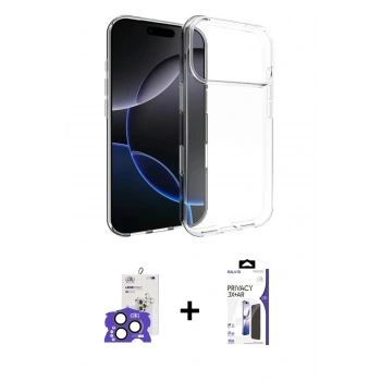 MARSİLYAN™- iPhone 17 Pro Max Kılıf Zirve Doku - Siyah Bilvis 3X AR Hayalet Cam Ekran Koruyucu + Bilvis Titan Kamera Lens - NLGY