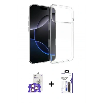 MARSİLYAN™- iPhone 17 Pro Max Kılıf Zirve Doku - Siyah Bilvis 3X AR Hayalet Cam Ekran Koruyucu + Bilvis Titan Kamera Lens - TU