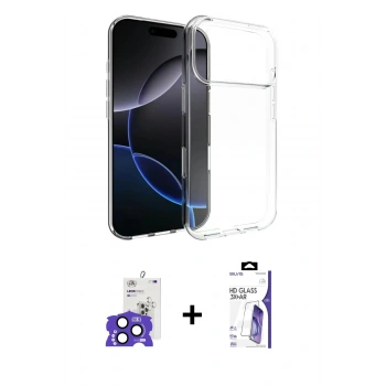 MARSİLYAN™- iPhone 17 Pro Max Kılıf Zirve Doku - Siyah Bilvis 3X AR HD Cam Ekran Koruyucu + Bilvis Titan Kamera Lens - LT