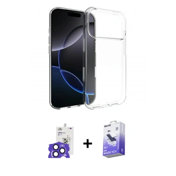MARSİLYAN™- iPhone 17 Pro Max Kılıf Zirve Doku - Siyah Bilvis 5in1 5D Magic Hayalet Cam Ekran Koruyucu + Bilvis Titan Kamera Lens - LT