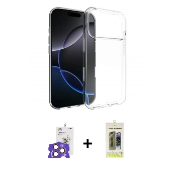 MARSİLYAN™- iPhone 17 Pro Max Kılıf Zirve Doku - Siyah Joko Magic 5D Hayalet Cam + Bilvis Titan Kamera Lens - TU