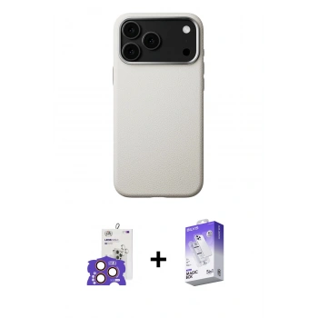 MARSİLYAN™- iPhone 17 Pro Max Kılıf Zirve Modern Prime - Siyah Bilvis 5in1 3D Magic Cam Ekran Koruyucu + Bilvis Titan Kamera Lens - TU