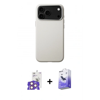 MARSİLYAN™- iPhone 17 Pro Max Kılıf Zirve Modern Prime - Siyah Bilvis 5in1 5D Magic Hayalet Cam Ekran Koruyucu + Bilvis Titan Kamera Lens - TU