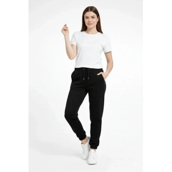 MARSiLYAN- Jogger Eşofman Altı Rahat Kalıp, Cepli, Lastikli Paça, Günlük Spor Pantolon - Siyah