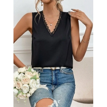 MARSiLYAN- Kadı Askılı V Dantel Yakalı Sırttan Bağcıklı Sandy Bluz