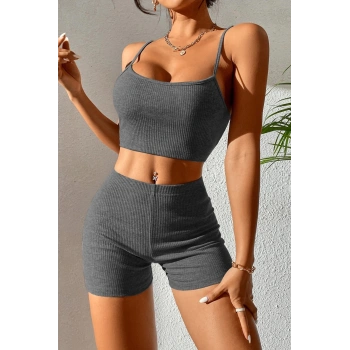 MARSiLYAN- Kadın Antrasit Gri Şortlu Kaşkorse Gecelik Takım