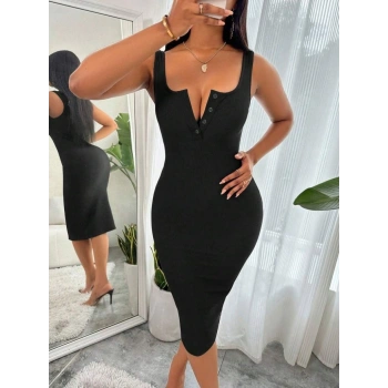 MARSiLYAN- Kadın Askılı önü Düğmeli Midi Kaşkorse Elbise