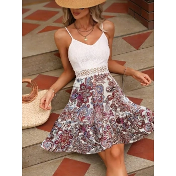 MARSiLYAN- Kadın Askılı V Yakalı üst Dantel Alt Süprem Mini Elbise