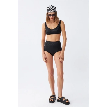 MARSiLYAN- Kadın Basic Siyah Pedli Yüksek Bel Bikini Takımı