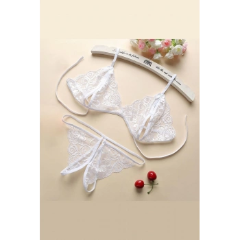 MARSiLYAN- Kadın Beyaz Dantelli Sütyen Külot Takımı