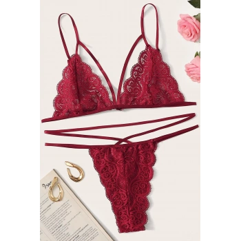 MARSiLYAN- Kadın Bordo Dantel Sütyen Külot Takımı