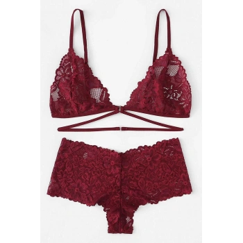 MARSiLYAN- Kadın Bordo Özel Şık Sütyen Külot Takımı