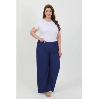 MARSiLYAN- Kadın Büyük Beden Bürümcük Pantolon  Saks