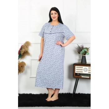 MARSiLYAN- Kadın Büyük Beden Kısa Kol İndigo Anne Gecelik