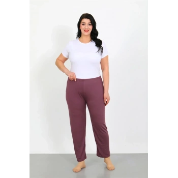 MARSiLYAN- Kadın Büyük Beden Mürdüm Tek Alt Pijama