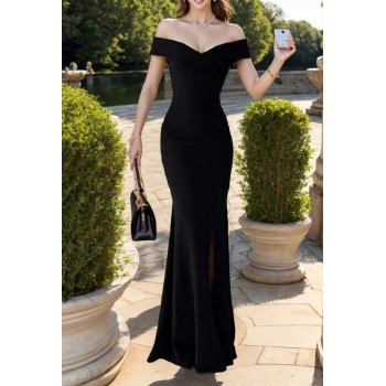 MARSiLYAN- Kadın Dalgıç Kumaş Kayık Yaka Ve Dekolte Detaylı Elbise