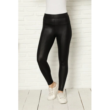 MARSiLYAN- Kadın Deri Tayt Siyah