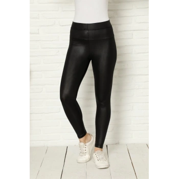 MARSiLYAN- Kadın Deri Tayt Siyah