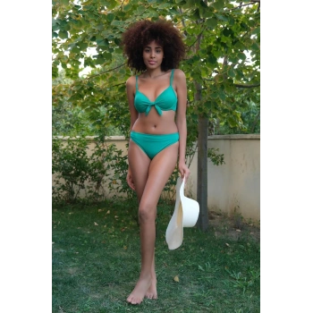 MARSiLYAN- Kadın Destekli Fiyonklu Alt Üst Yeşil Bikini Takım