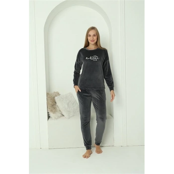 MARSiLYAN- Kadın Kadife Füme Pijama Takım