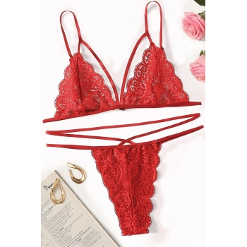 MARSiLYAN- Kadın Kırmızı Dantel Sütyen Külot Takımı