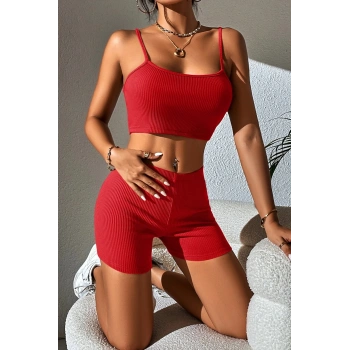 MARSiLYAN- Kadın Kırmızı Şortlu Kaşkorse Gecelik Takım