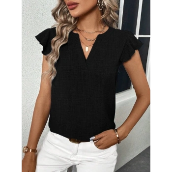 MARSiLYAN- Kadın Kısa Kelebek Kollu V Yakalı Bluz