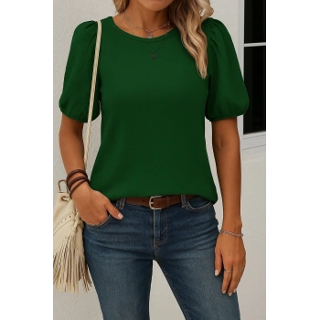 MARSiLYAN- Kadın Kısa Kollu Pileli Balın Kol Bürümcük Bluz