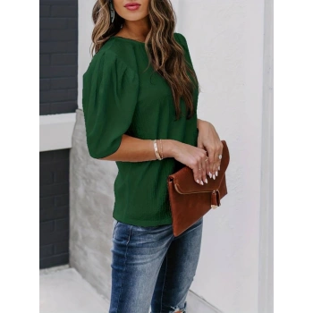 MARSiLYAN- Kadın Kısa Kollu Pileli Balın Kol Bürümcük Bluz