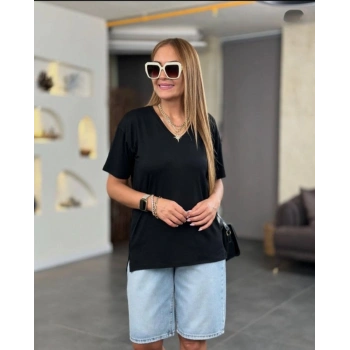 MARSiLYAN- Kadın Kısa Kollu V Yaka Bluz
