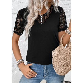 MARSiLYAN- Kadın Kısa Kollu V Yakalı önden Düğmeli Viskon Bluz