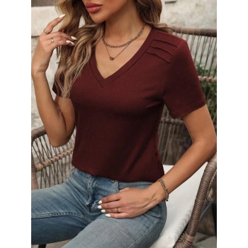 MARSiLYAN- Kadın Kollu V Yakalı Omuzlarda çizgi Detaylı Viskon Bluz