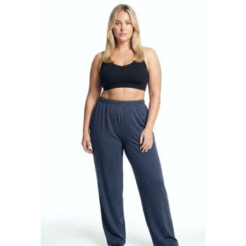 MARSiLYAN- Kadın Lacivert Büyük Beden Cepli Pijama Altı Rahat Kesim Esnek Bel Günlük Ev Giyim Alt