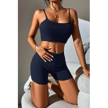 MARSiLYAN- Kadın Lacivert Şortlu Kaşkorse Gecelik Takım