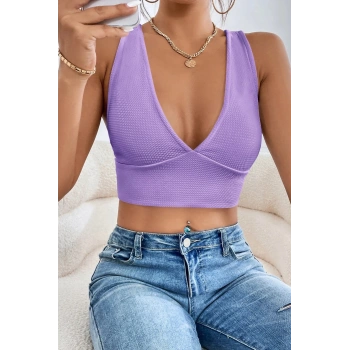 MARSiLYAN- Kadın Lila Çapraz Sırt Detaylı Şık Crop Top Büstiyer