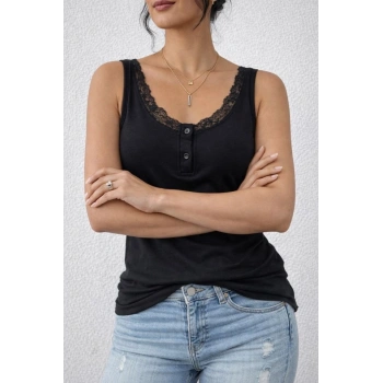 MARSiLYAN- Kadın Omuz Askılı Dantel Güpür Detay Bluz