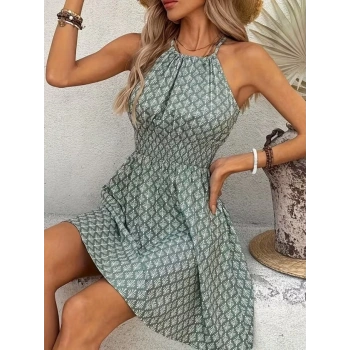 MARSiLYAN- Kadın Omuzlardan Açık Boyun Arkasından Bağcıklı Beli Lastikli Kısa Süprem Elbise