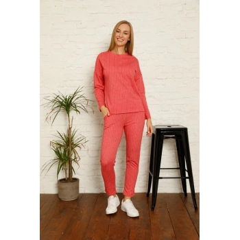 MARSiLYAN- Kadın Pamuk Eşofman Takım Kırmızı