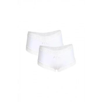 MARSiLYAN- Kadın Pamuklu 2li Boxer Beyaz