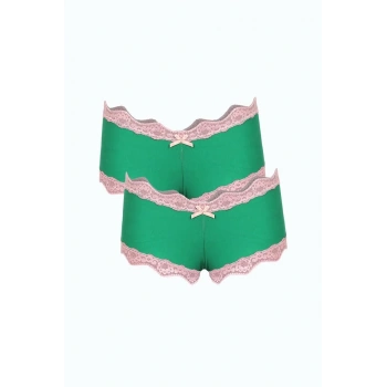 MARSiLYAN- Kadın Pamuklu 2li Boxer Fıstık Yeşili