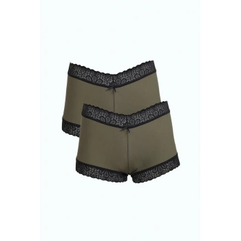 MARSiLYAN- Kadın Pamuklu 2li Boxer Haki