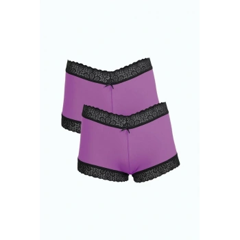 MARSiLYAN- Kadın Pamuklu 2li Boxer Mor