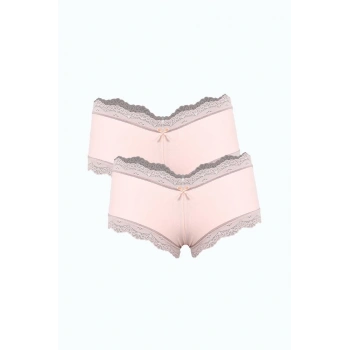 MARSiLYAN- Kadın Pamuklu 2li Boxer Pudra