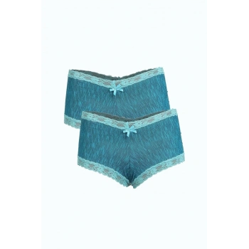 MARSiLYAN- Kadın Pamuklu 2li Boxer Su Yeşili