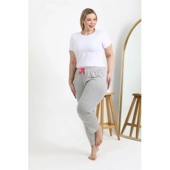 MARSiLYAN- Kadın Pamuklu Büyük Beden Alt Pijama Gri